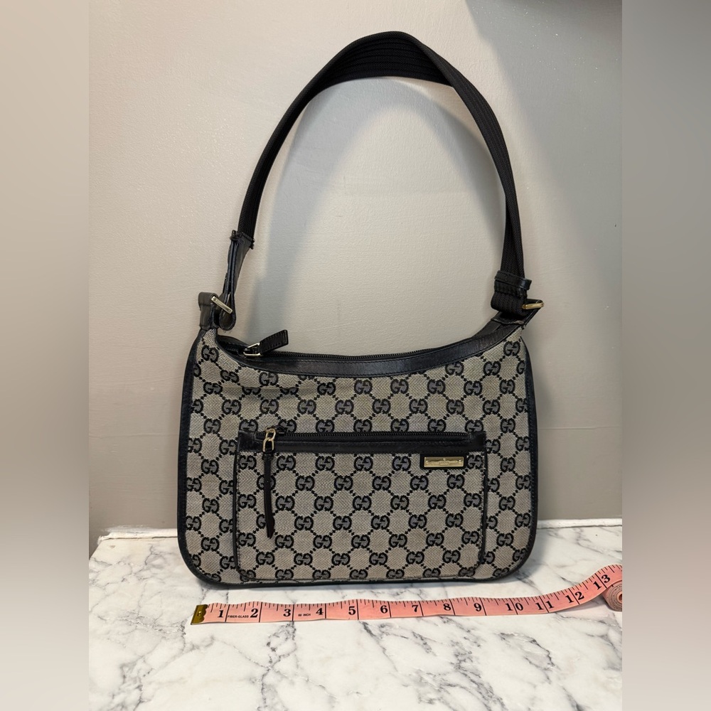 Vintage Gucci Black and Gray Women's Shoulder Bag